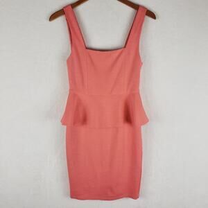 Alice + Olivia Dress Women 2 Georgina Peach Silk Blend Peplum Back Zip Lined